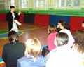 Психолог Н.И. Прохорова выступает на родительском собрании в Нижнепоповской школе