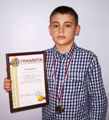 Победитель городских соревнований по контактному каратэ Сергей Громов, 6 класс. 2018г